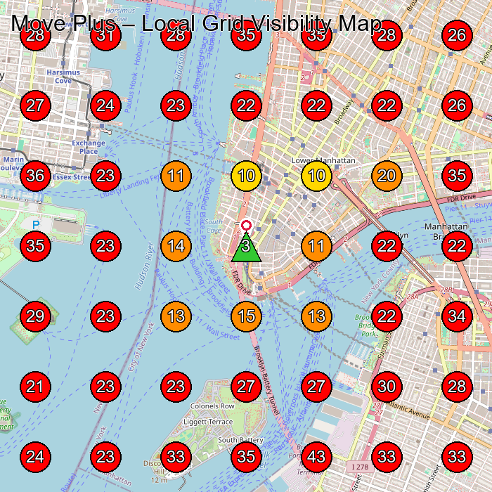 Move Plus GeoGrid visibility map for Moving And Storage Service in New York